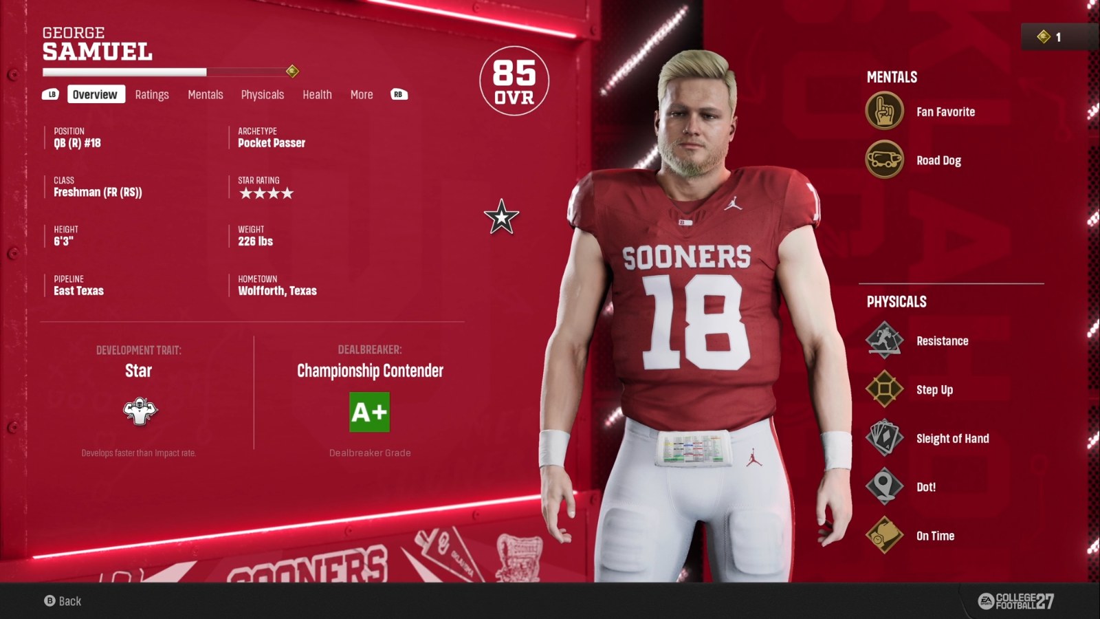 Original in-game player card for George Samuel